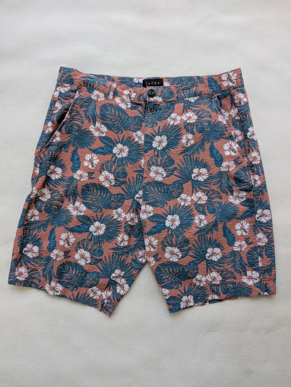 JACHS New York Men's Tropical Shorts Floral Seersucker Size 30